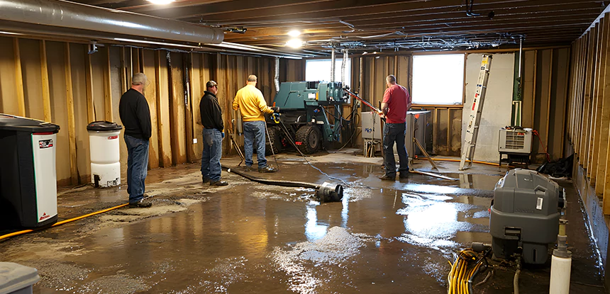 Cleaning Sewage From Basement Floor in East Ellijay